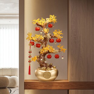 新中式发财树客厅落地大摆件招财大号壁龛装饰高级感乔迁新居礼物