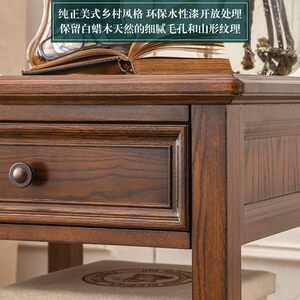 美式乡村白蜡木实木角几 边几咖啡桌 Pottery Barn 简约客厅 胡桃