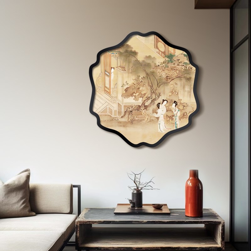 中式装饰画墙饰建筑挂画金属酒店装饰画售楼处立体玄关背景墙装置图片