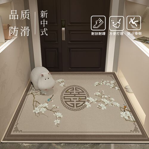 入户门进门地垫新中式2024新款防滑免洗可擦门口门外玄关地毯