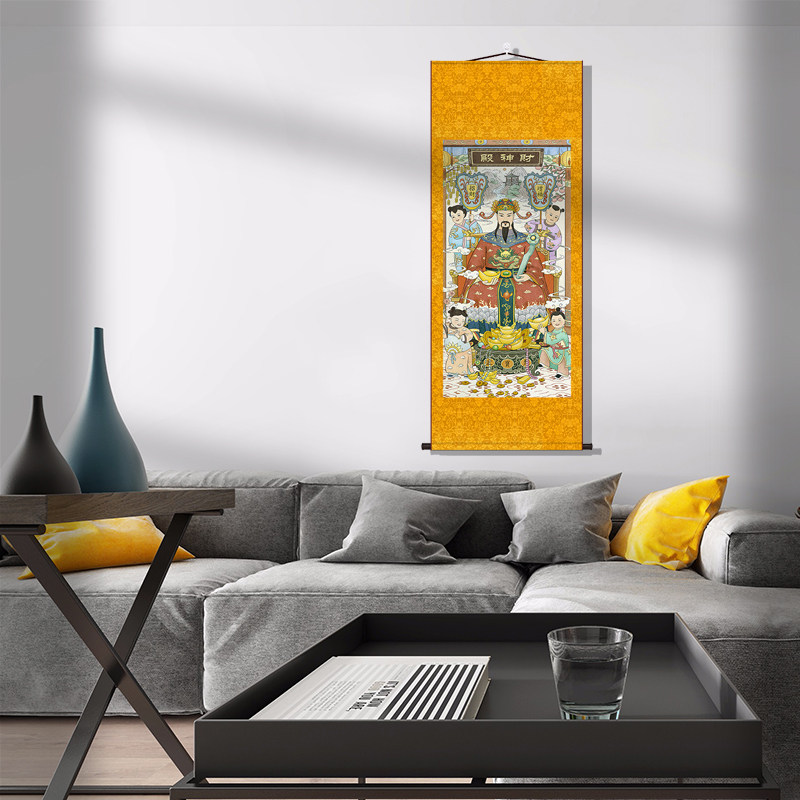 文财神范蠡画像书房玄关挂画客厅装饰字画走廊沙发背景墙画丝绸画