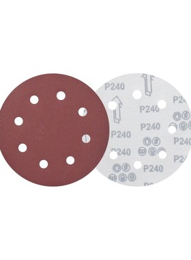 7寸8孔背绒红砂打磨抛光拉绒片腻子自粘植绒打墙面打磨机植绒沙纸