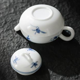 家用陶瓷冲茶器一人单壶过滤茶杯套装 手绘蝴蝶兰花小茶壶泡茶中式
