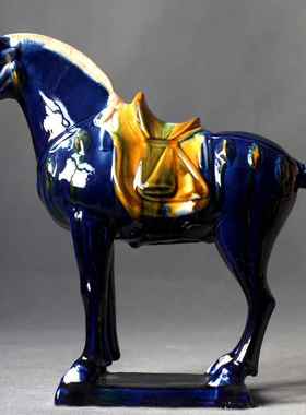 唐三彩陶瓷马摆件国礼o大马工艺礼品客厅装饰品中式博古架桌面摆