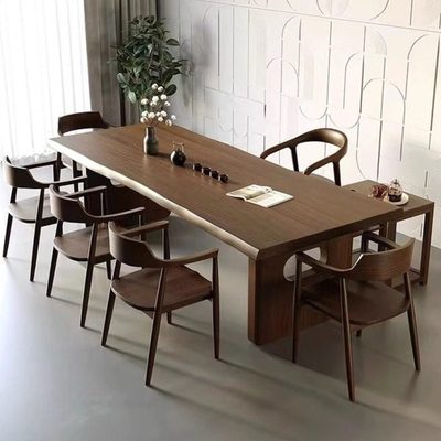 实木茶桌椅组合创意大板桌客厅茶台阳台原木泡茶桌侘寂风洽谈桌椅