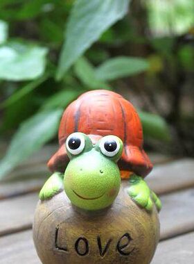 园艺摆件阳台花圃点缀/出口工艺品*陶瓷超萌小乌龟龟--怡然自得