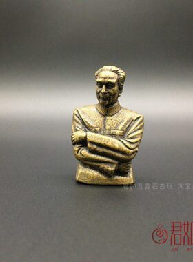 实心黄铜周恩来半身铜像 迷你伟人总理小铜像雕像小摆件