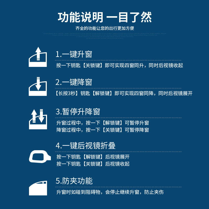 适用于英菲尼迪新QX50Q50L电动折叠后视镜改装升窗器后视镜加热