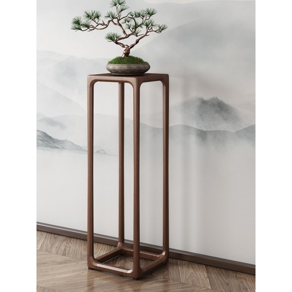 北美黑胡桃木禅意新中式纯实木花架花几边几客厅阳台全榫卯音响架