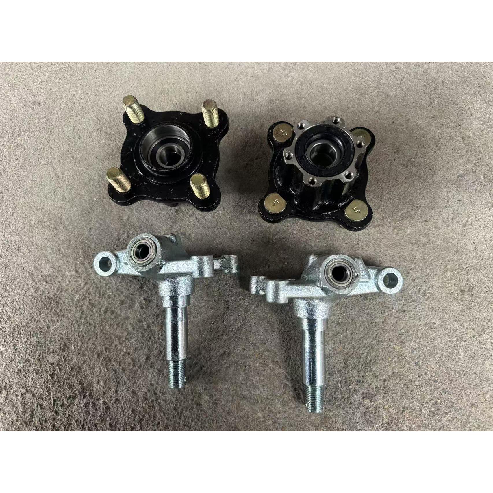 DIY四轮沙滩车钢管卡丁车配件前轴承款羊角轴转向节法兰盘