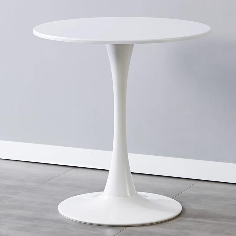 圆桌简约郁金香白色桌子接待洽谈桌奶茶家用餐桌北欧阳台展会桌椅