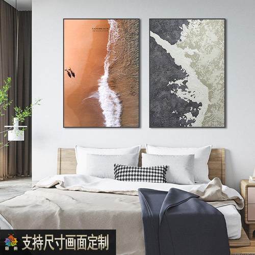 现代客厅主卧床头装饰画样板间卧室软装壁画餐厅饭厅两联二联挂画