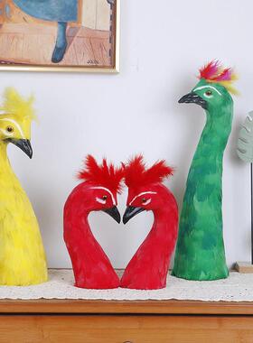 仿真孔雀头模型摆件孔雀宴婚宴桌面羽毛婚庆道具摄影酒店餐桌装饰