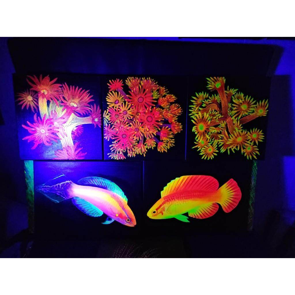 纯手绘丙烯海缸装饰海水鱼珊瑚荧光画可定制多种尺寸多款可选,家居饰品,现代装饰画,淘宝优惠券,粉丝福利购,淘宝优惠卷