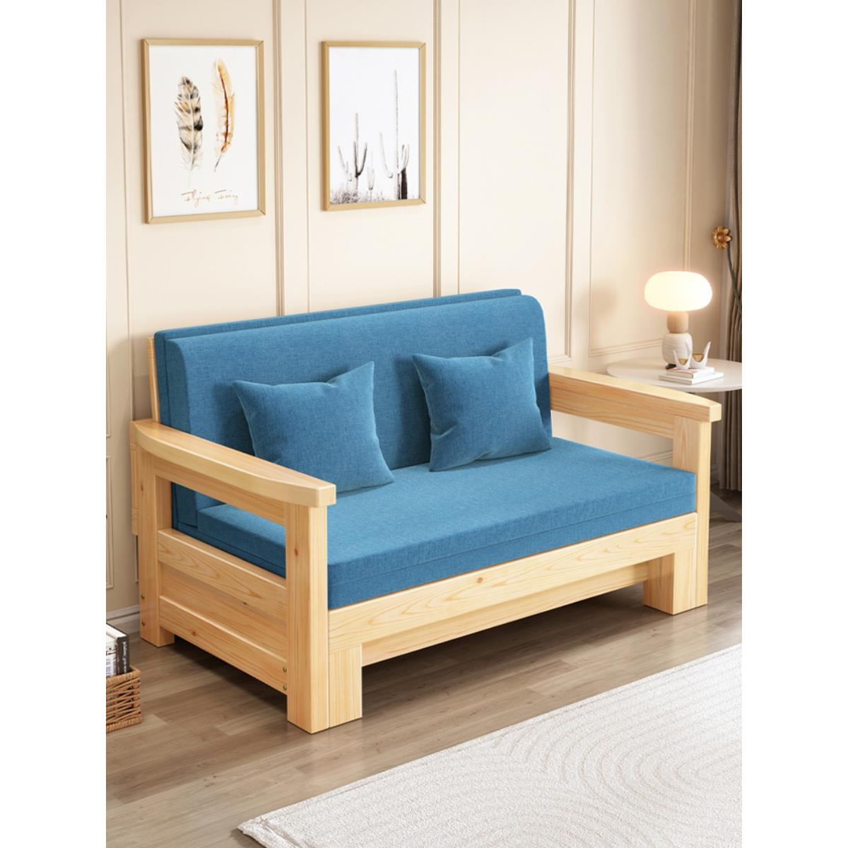 实木沙发床两用床客厅阳台书房可折叠多功能1.2双人1.8小户型1.5