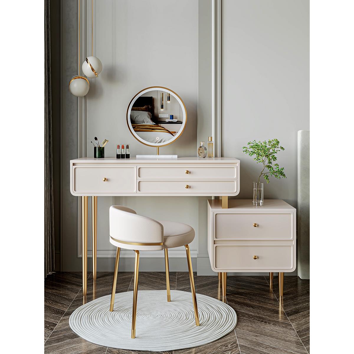 侘寂风梳妆台卧室网红ins风2025新款现代简约实木高级感化妆桌