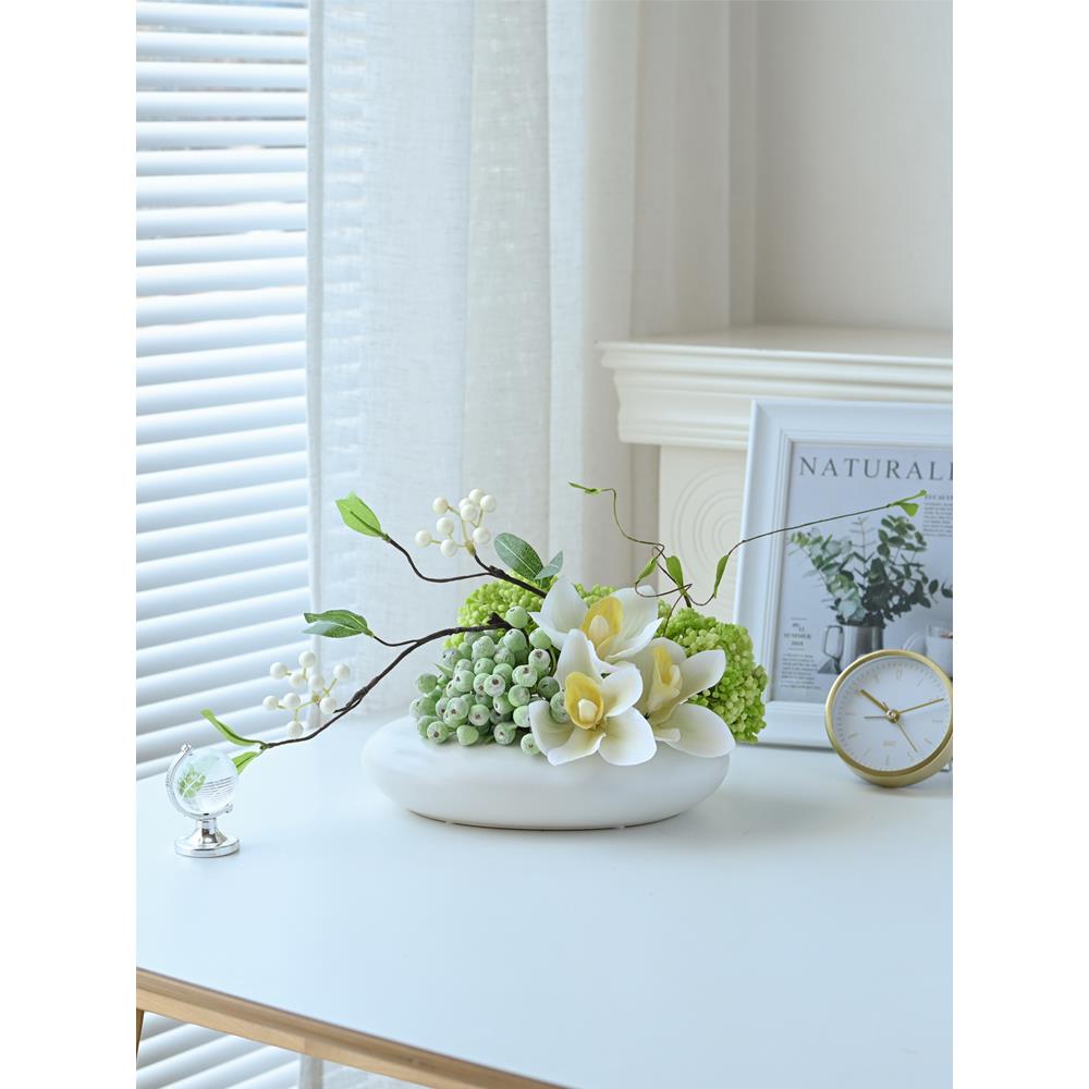 酒店大圆桌中间转盘摆花餐桌摆件饭店摆设仿真圆形桌花高级装饰品