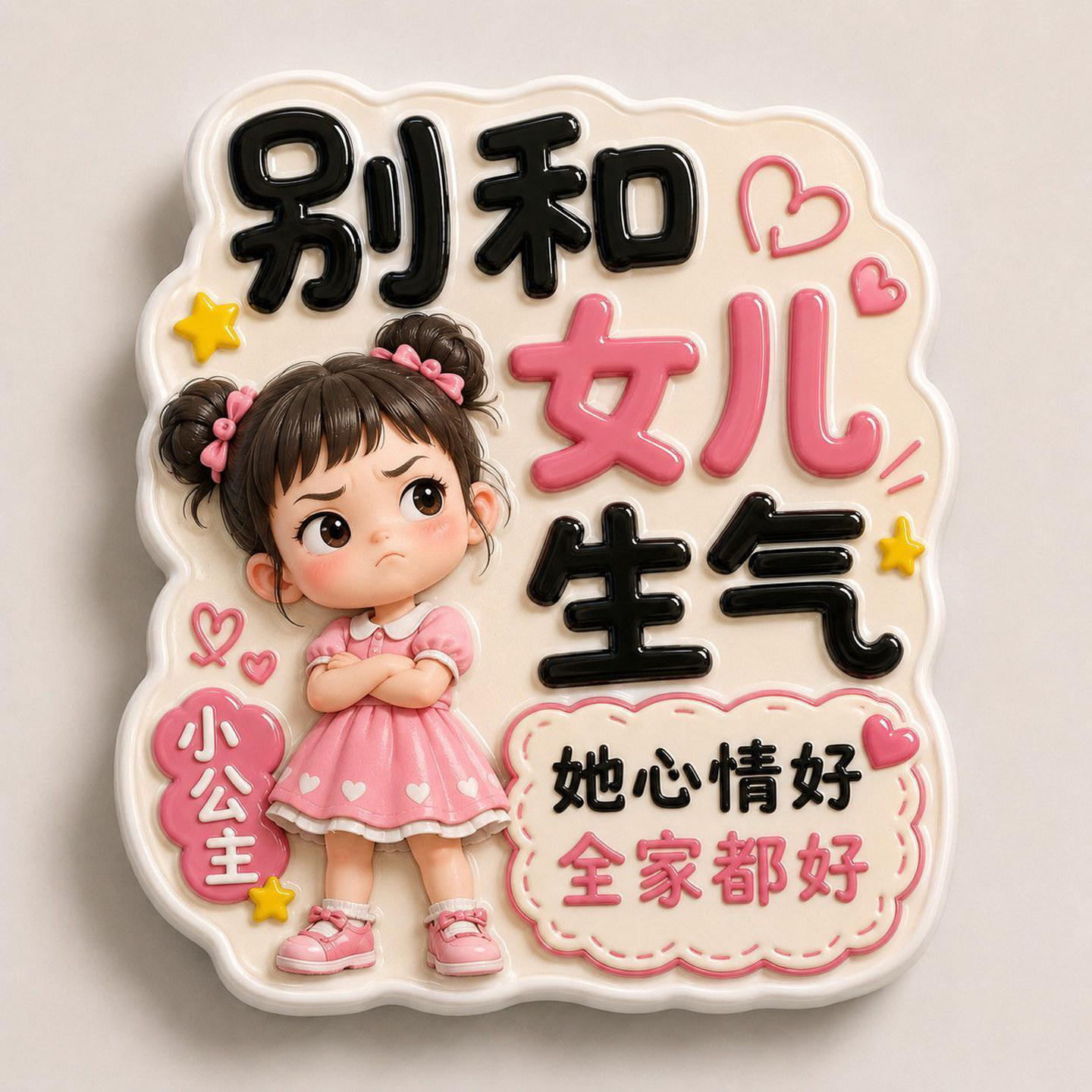 别和家人生气冰箱平面亚克力儿子女儿老公老婆搞笑磁贴装饰