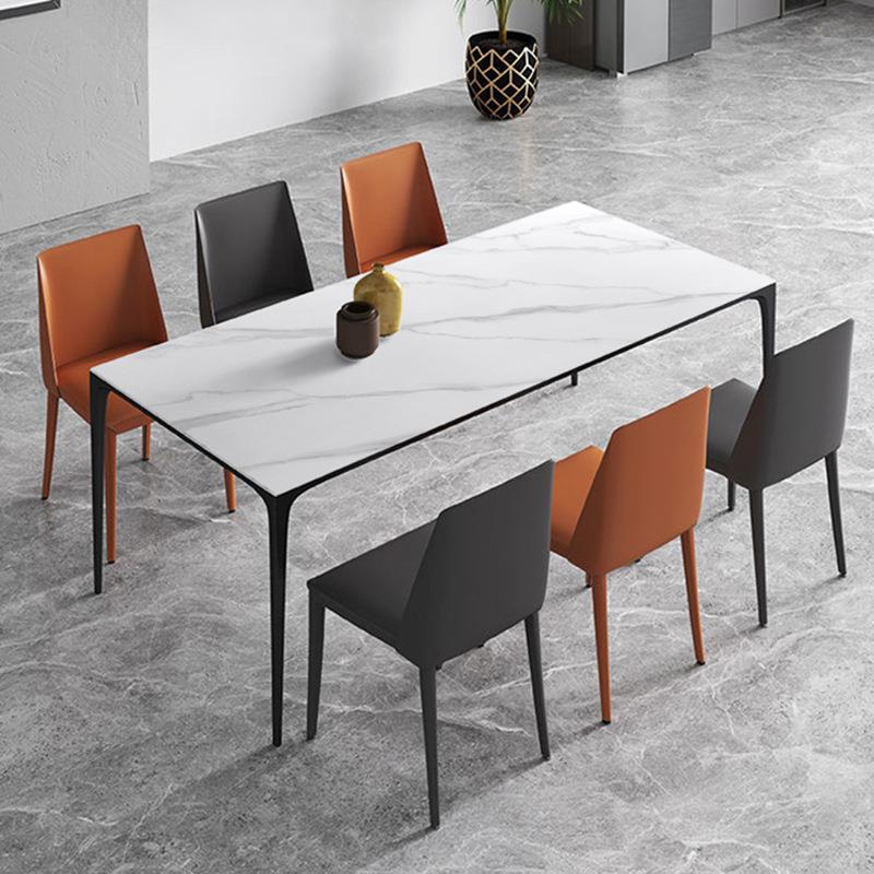 极简铝合金岩板餐桌椅组合北欧现代简约长方形6人家用饭桌小户型