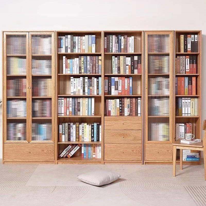 实木书柜书房家用落地书架新中式带玻璃门展示柜子,住宅家具,书架,淘宝优惠券,粉丝福利购,淘宝优惠卷