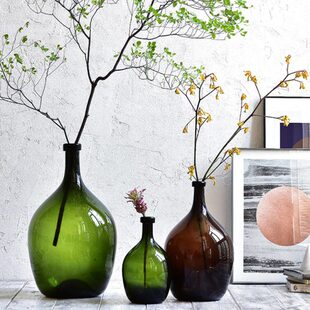 落地吊木钟摆件玻璃花瓶马透明台面肚醉水培客厅大小花器北欧口