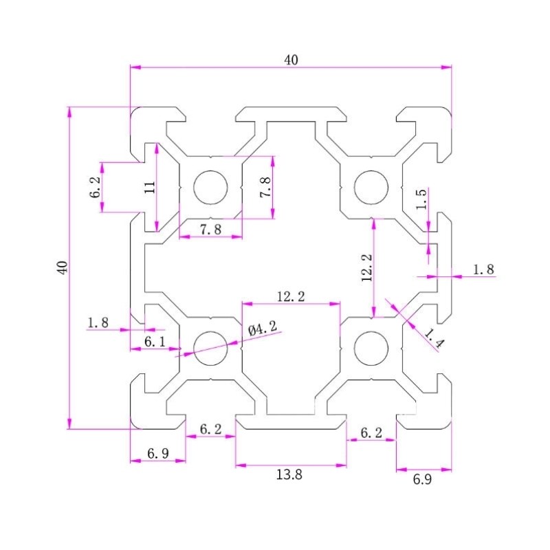 奈鑫欧标4040铝合金型材流水线工作台鱼缸架铝材GBR40*40多种定制