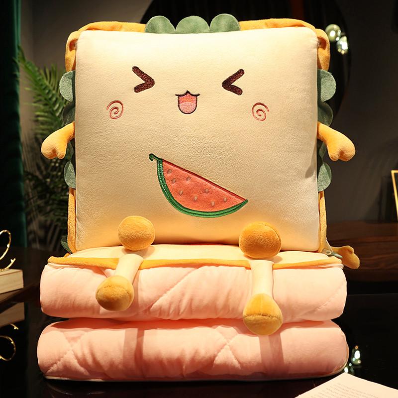 抱枕被子两用办公室靠枕折叠午睡枕头毯子二N合一车载汽车靠垫毛