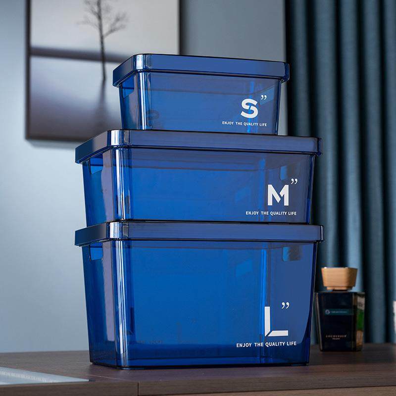 高档桌面收纳盒亚克力杂物零食化妆品收纳筐带盖塑料透明储物盒子