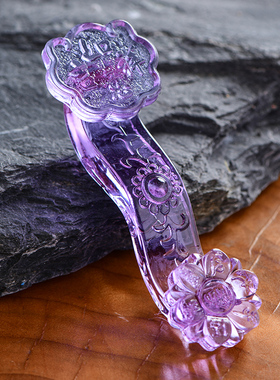 黄粉紫水晶如意琉璃摆件 招财z开业礼品吉祥如意家居客厅小摆件