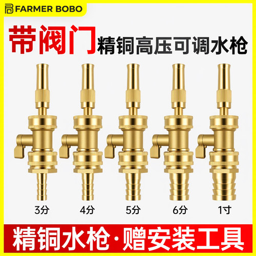 全铜高压水枪带阀门