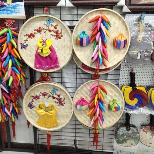 朝鲜族工艺品辣椒簸箕福袋装饰挂件大号圆形簸箕框