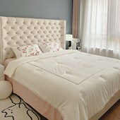 法式 极简现代简约布艺床奶油风双人床卧室1.8米婚床拉扣高靠背