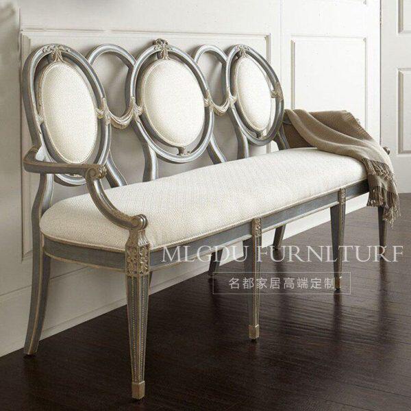 古典雕花实木沙发 布艺沙发椅欧式实木沙发美容椅酒店复古会客椅