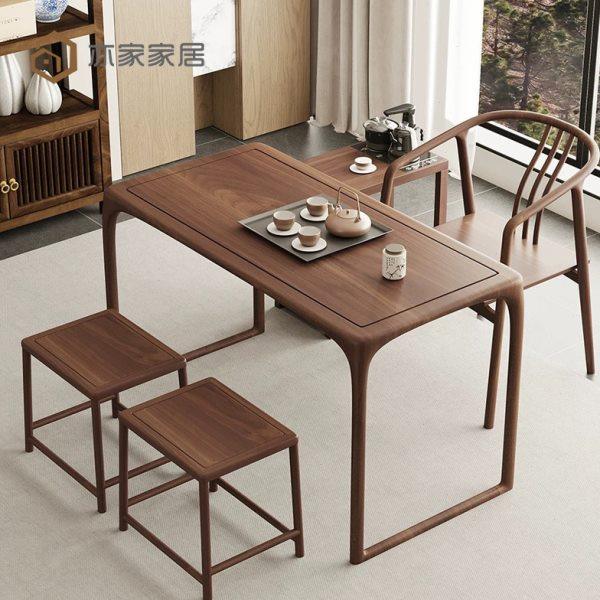 新中式茶桌黑胡桃木实木茶桌椅组合家用一体功夫茶禅意阳台茶台,住宅家具,家用茶台/茶桌,淘宝优惠券,粉丝福利购,淘宝优惠卷