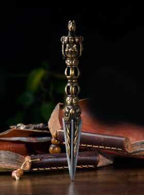 尼泊手工 做旧 上铜下铁 马头金刚杵 金刚橛供具