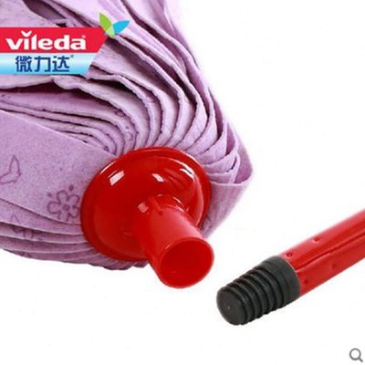 微力达拖把木浆棉不伤地板吸水家用无纺布螺旋螺纹接口头墩布紫色
