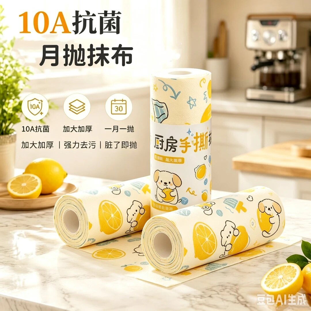【下单立减50】周抛抹布加厚厨房手撕懒人10A抗菌一次性洗碗布