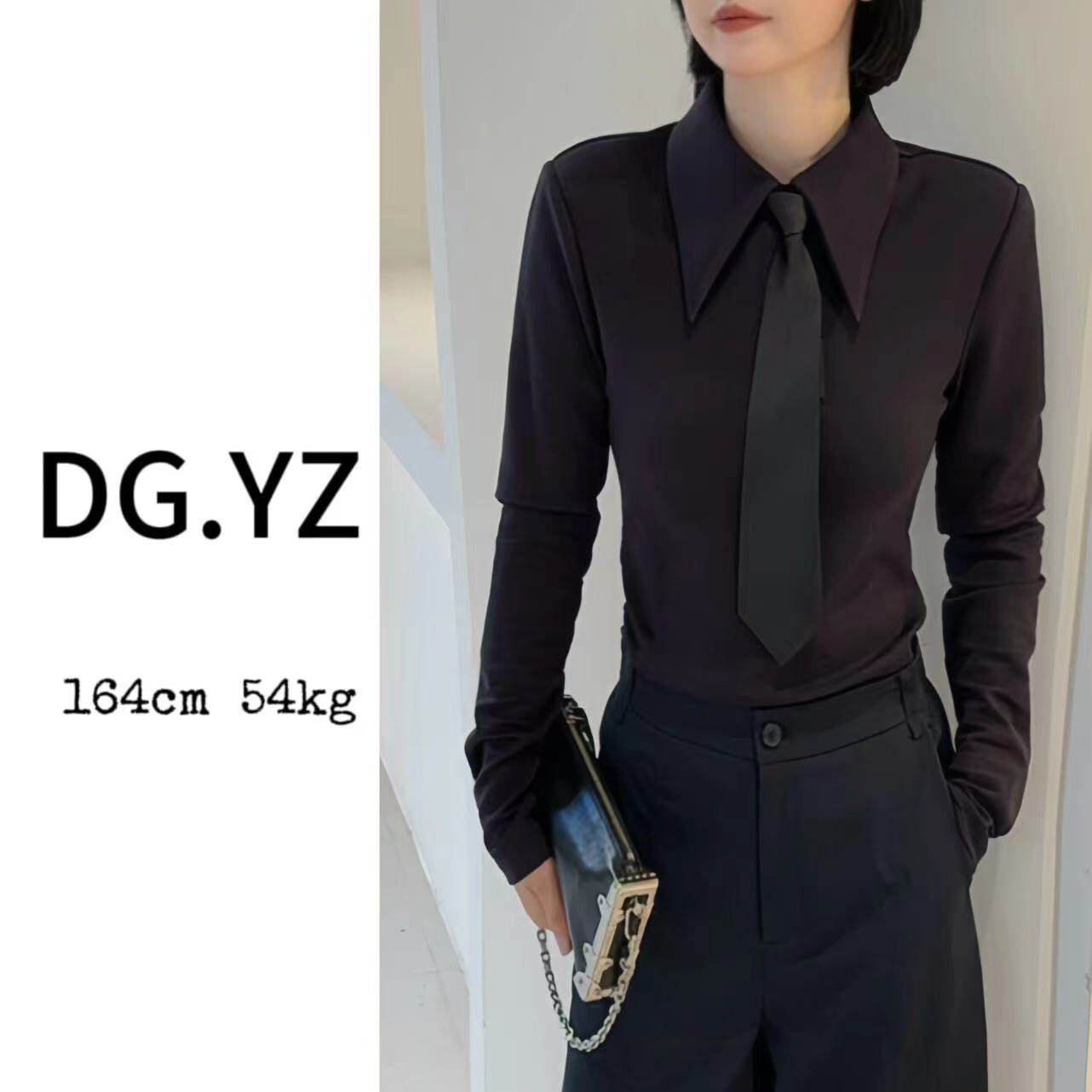 【樱子家】2921F新款时尚设计百搭显瘦领带长袖上衣