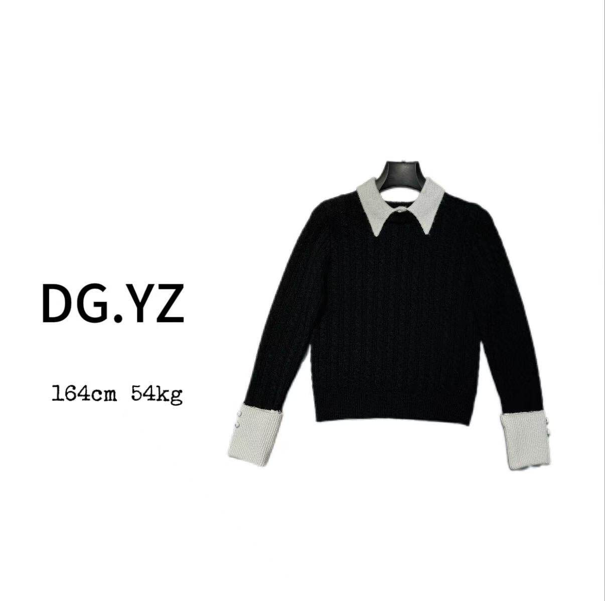 【樱子家】3191F撞色POLO翻领拼接绵羊毛毛衣