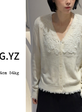 【樱子家】3177F蕾丝刺绣针织开衫毛衣上衣