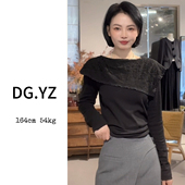 上衣 3450F蕾丝镂空打翻领披肩修身 樱子家