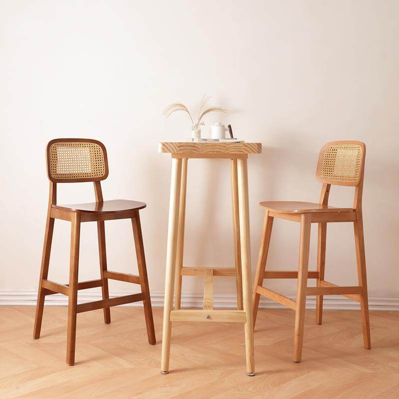 白蜡木吧台椅侘寂风高脚靠背椅咖啡厅酒吧实木岛台椅藤编餐椅家用,住宅家具,家用高脚椅,淘宝优惠券,粉丝福利购,淘宝优惠卷
