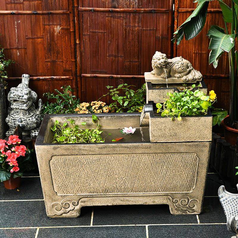 DOM户外环水摆件循水缸景庭院水系景观养鱼流小院室外成品鱼池造