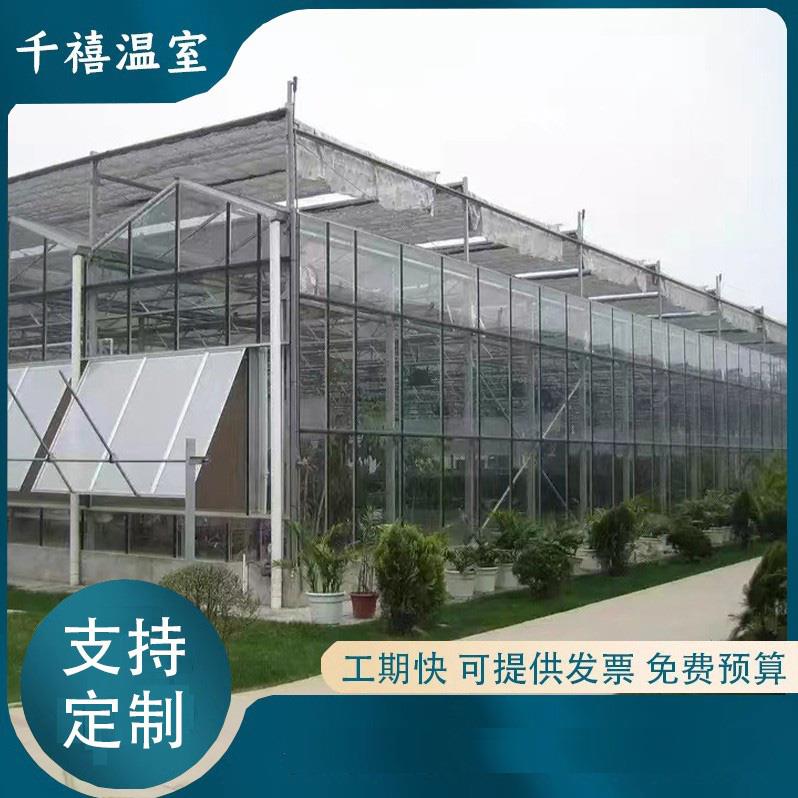 智能阳光板温室大棚 智能玻璃温室 热镀锌轻钢骨架 玻璃温室大棚