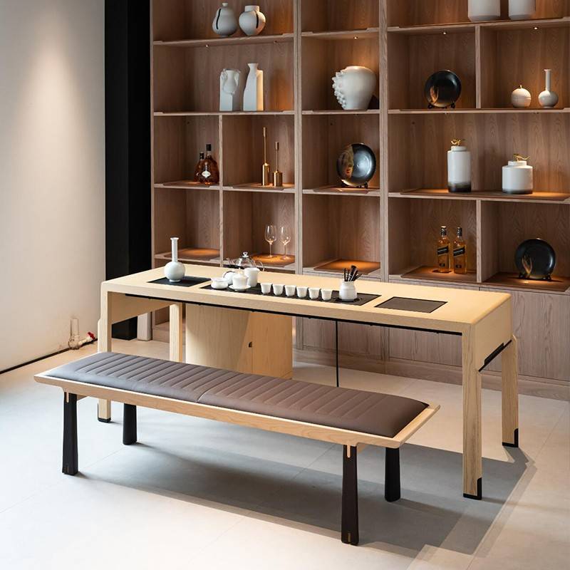 需定制新中式茶桌2025新款高端原木色现代办公室客厅实木茶台家用