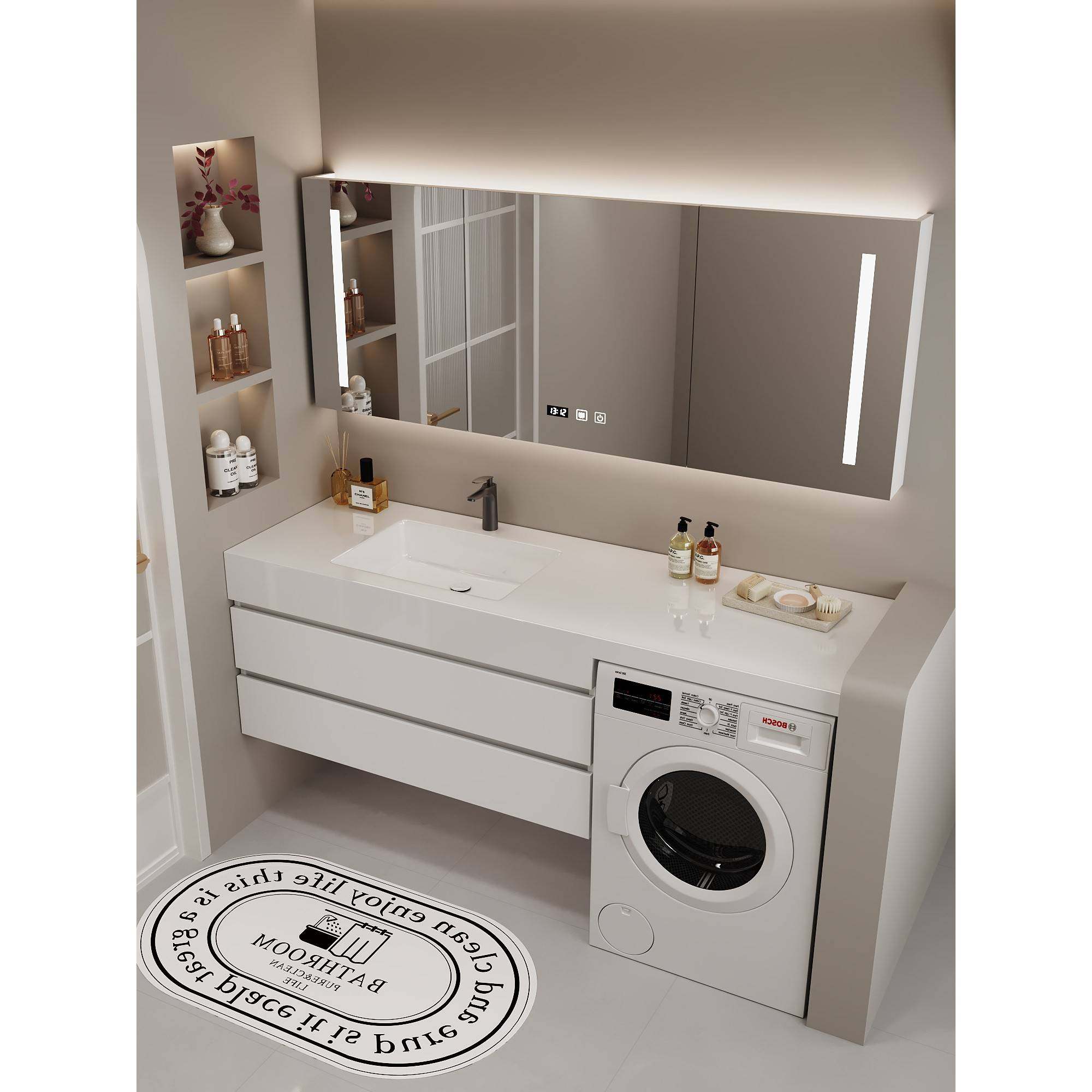 定制洗衣机一体浴室柜伴侣可丽耐阳台岩板陶瓷洗手盆卫生间洗漱台