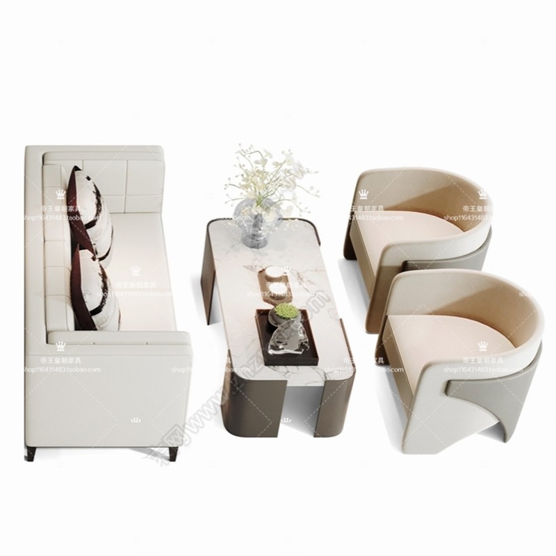 需定制售楼处卡座贵宾会议接待会客沙发现代实木商务洽谈办公休息