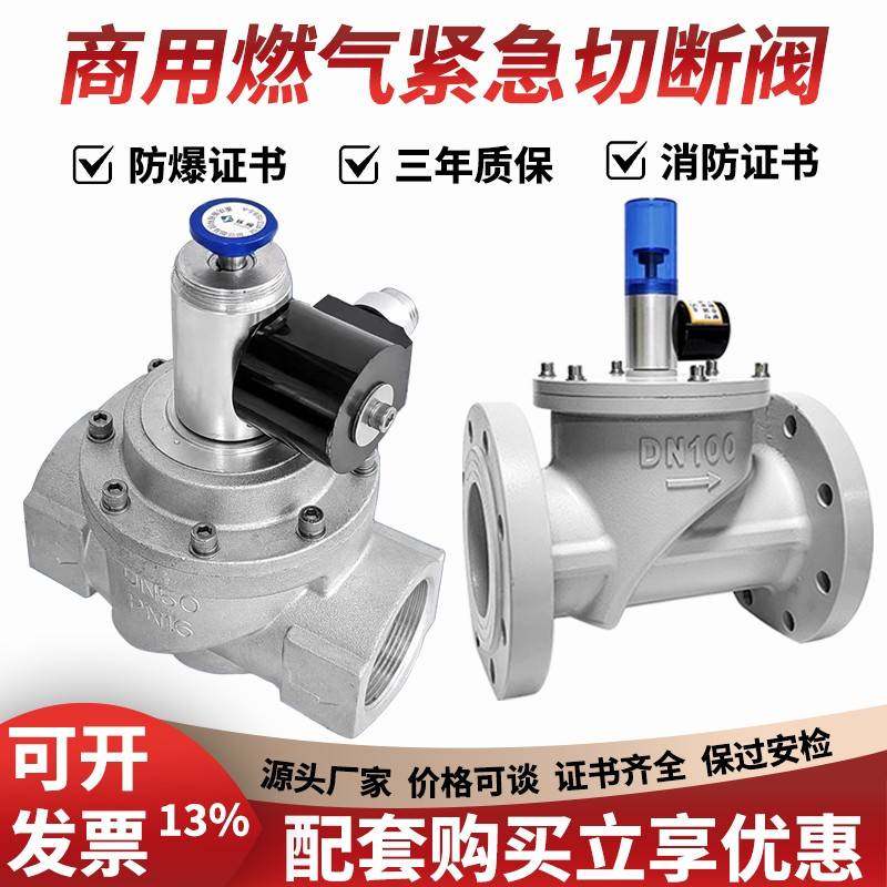 需定制商用燃气泄漏警报器自动切断阀工业瓦斯阀门电磁式紧急控制