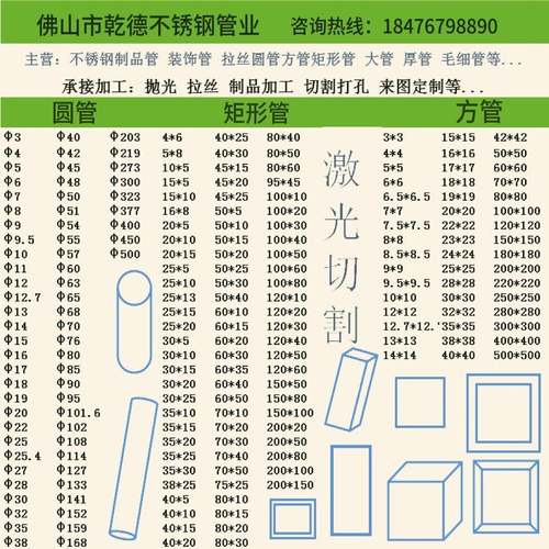 需定制304不锈钢方管201装饰管316不锈钢圆管钢材 矩形管空心厚薄