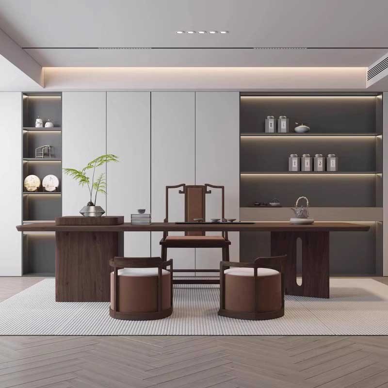 需定制2025黑胡桃木白蜡木简约新中式茶桌椅宋式美学茶台实木茶室